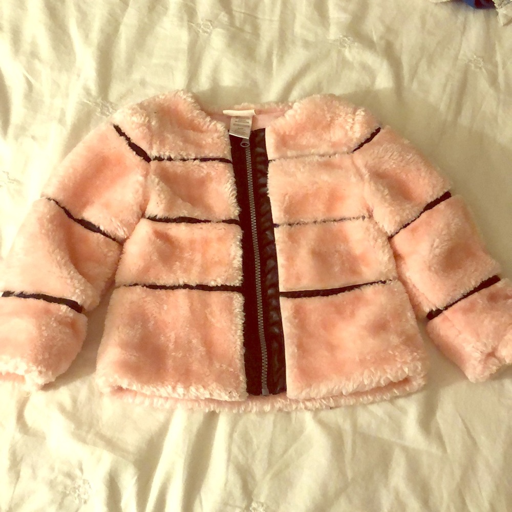 Pink faux fur/leather jacket